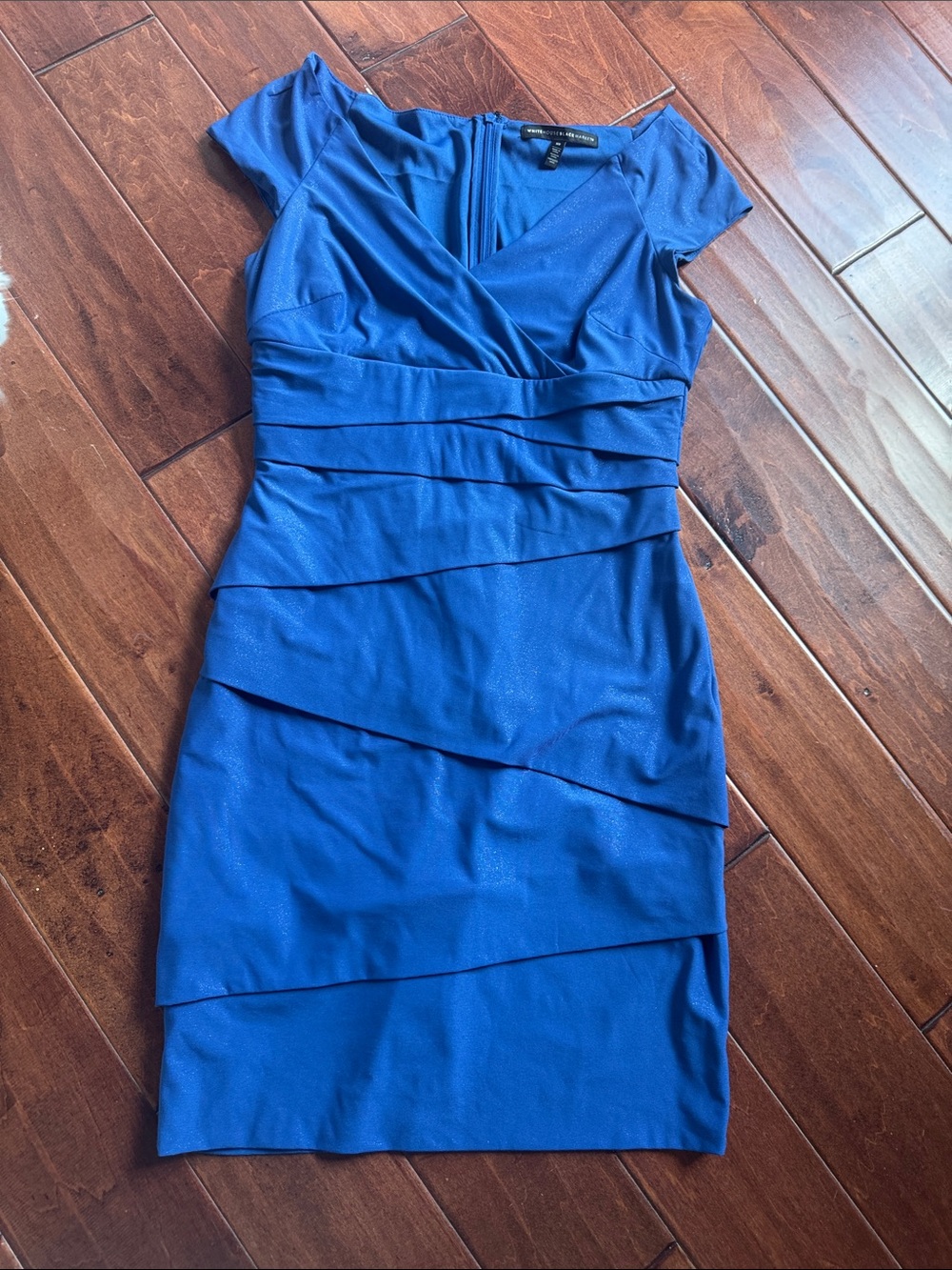 White House Black Market Blue Layered Sheath Dress. Size 10.